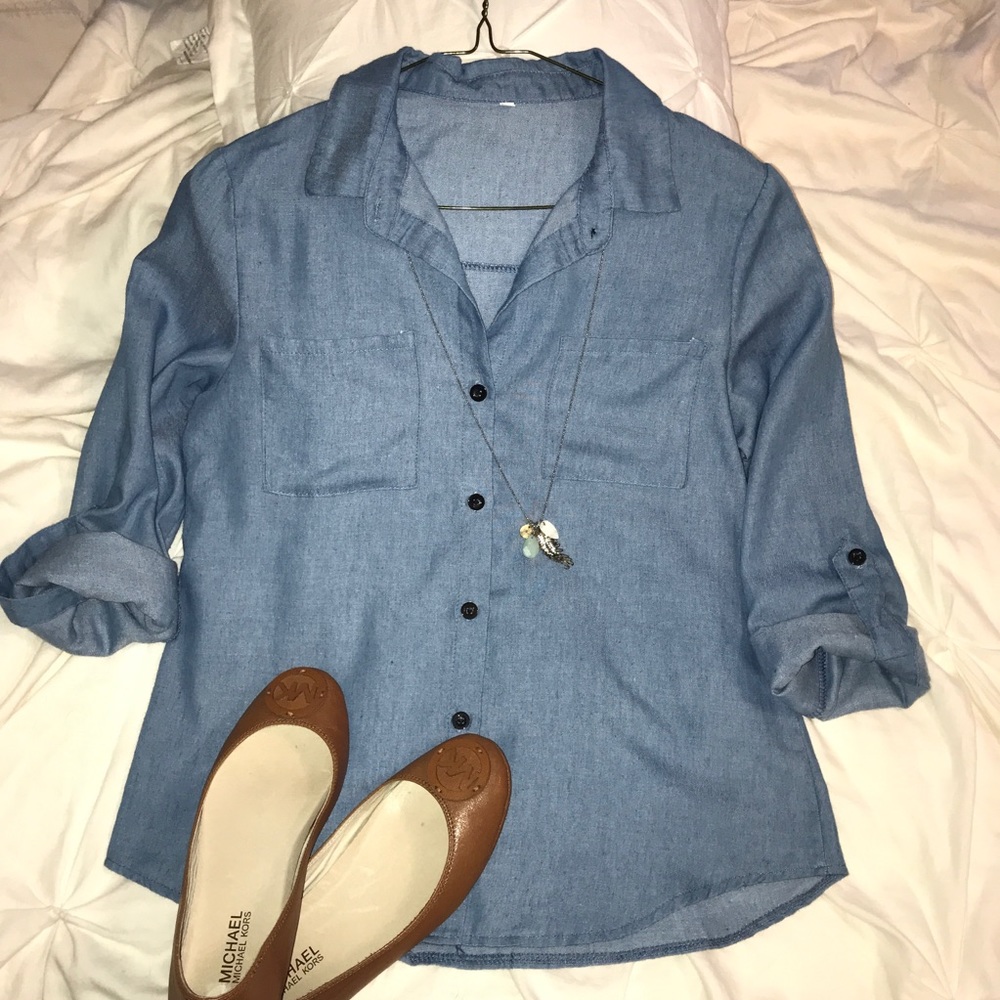 Light cotton, blue shirt button down, NWOT